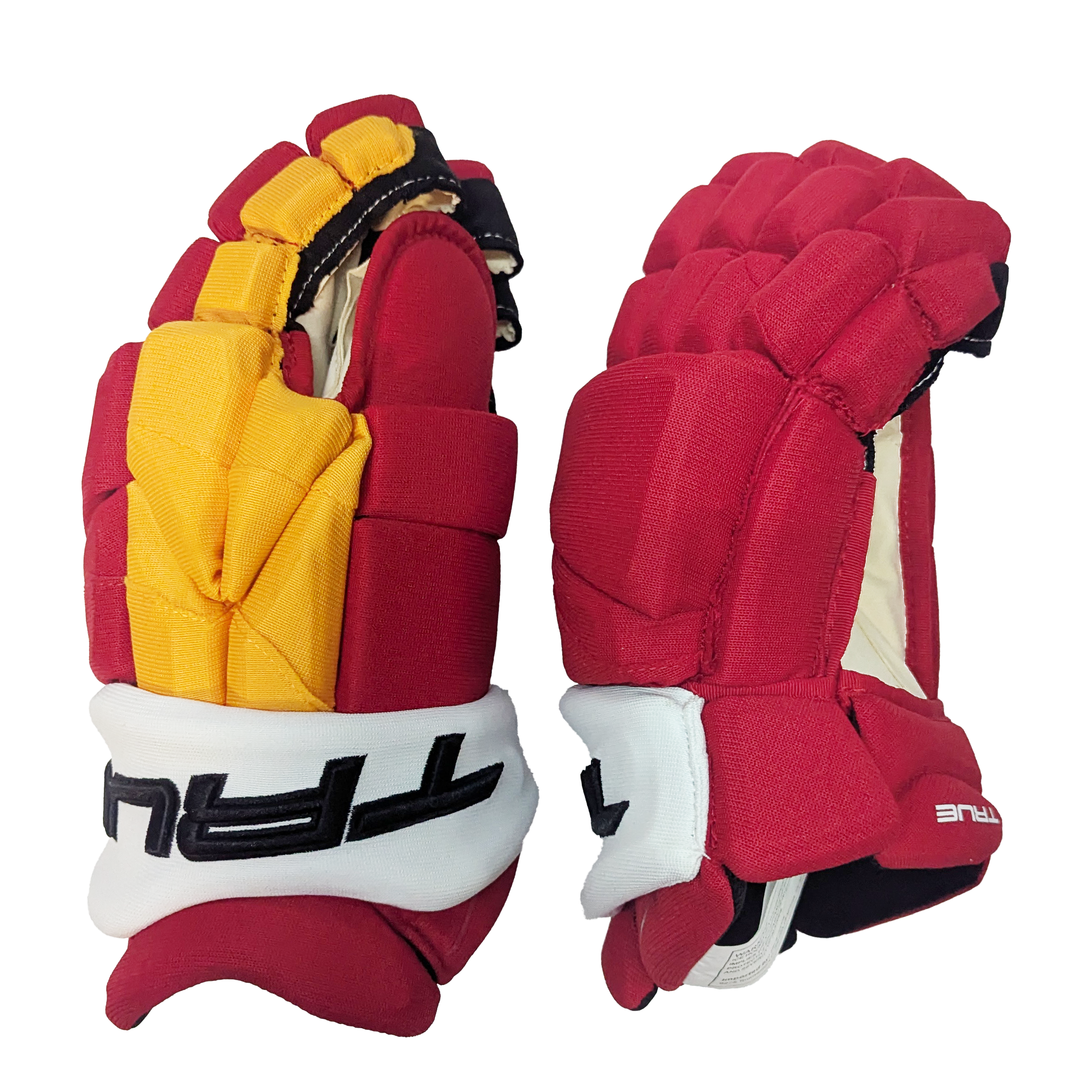 True Catalyst 9X - Gant professionnel de la LNH - Flames de Calgary (rouge/jaune/blanc)